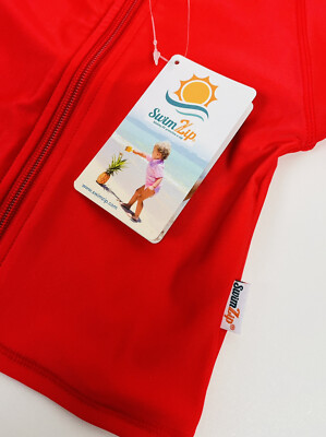 NWT Swimzip Baby Red Unisex Rash Guard Swim Zip Top 50+ UV UPF 12