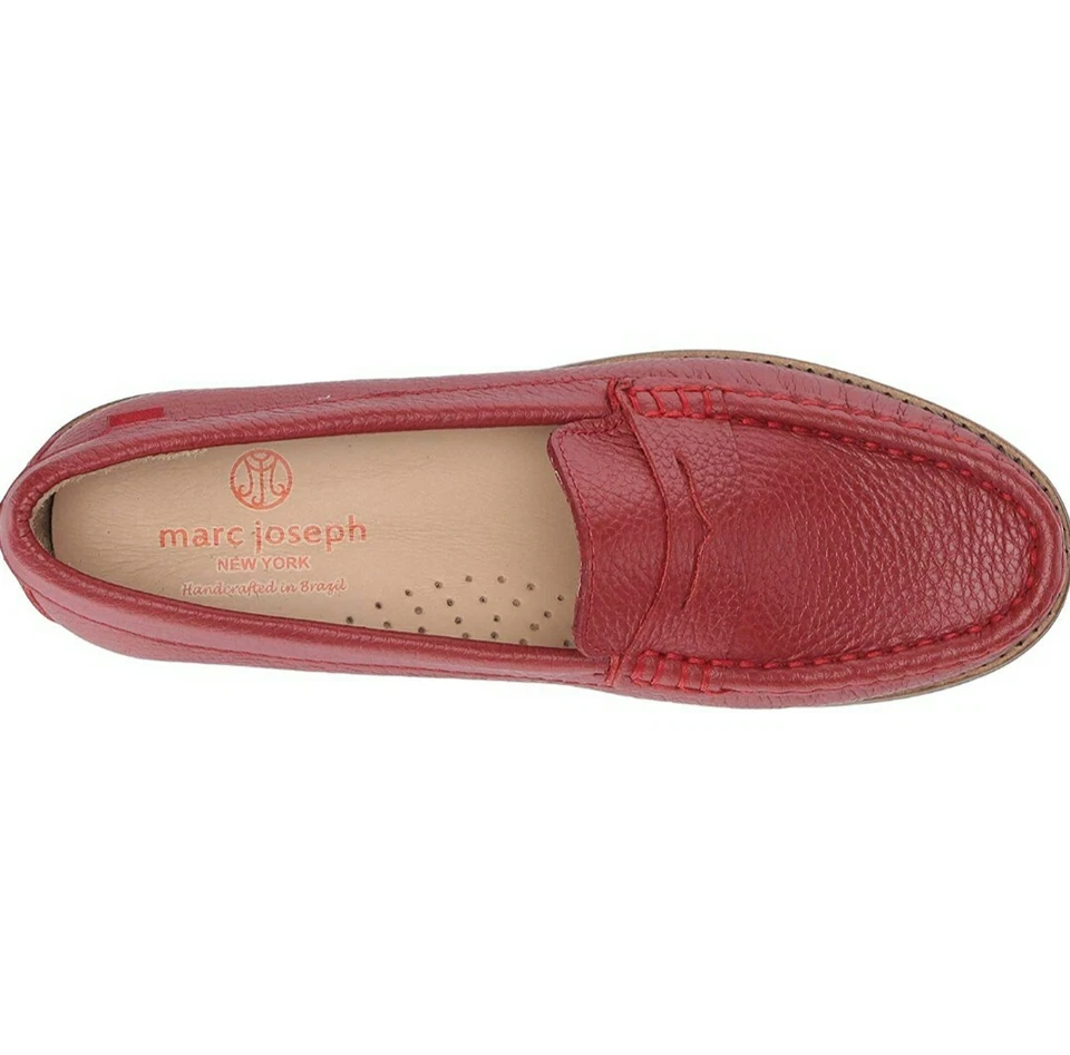 Кожаные мокасины на плоской подошве Marc Joseph East Village, Red Berry Grainy, Big Kid 4,5 - Изображение 3 из 4