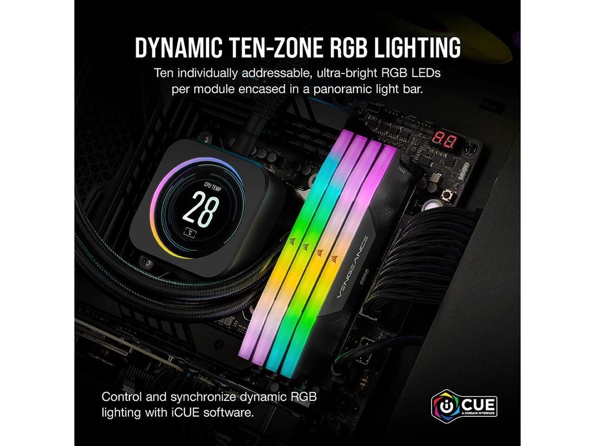 CORSAIR Vengeance RGB 32GB (2 x 16GB) PC RAM DDR5 6000 (PC5 48000