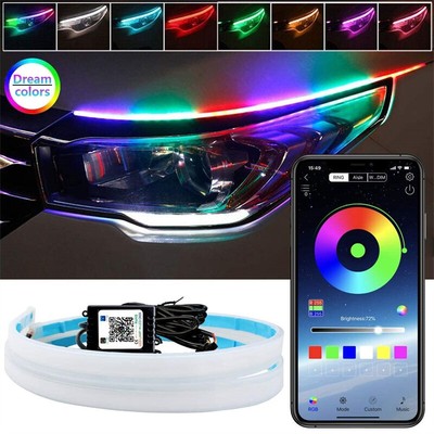 2X 45/60cm RGB Slim Sequential Flexible LED DRL Blinkerstreifen Fernscheinwerfer