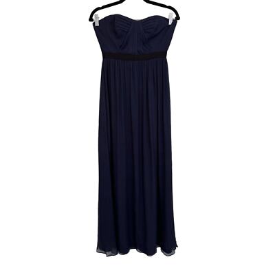 BCBG Maxazria Gown 2P Petite Amber Bridesmaid Long Pleated Strapless Maxi  Blue | eBay
