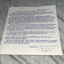 Antique Osborn Ohio Citizen Resolution President William McKinley Assassination