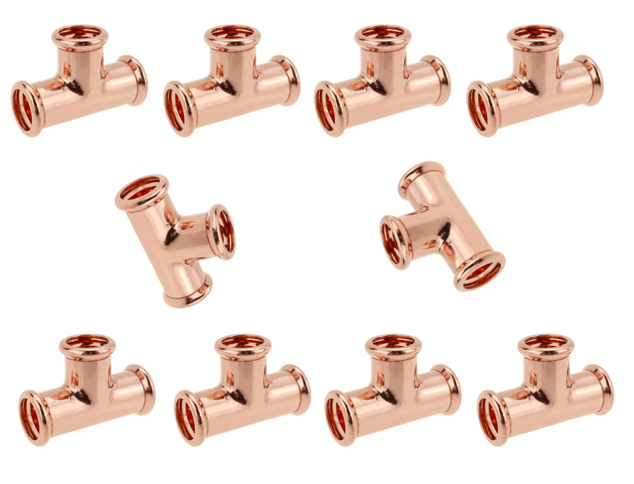 Pack of 10x COPPER PRESS FIT 15mm Equal Tee  M-Profile WRAS Approved