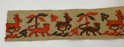 VTG MCM 60s 70s Burlap Trim by Conso Trimmings! Herald Style Animals COOL!