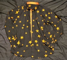 FRIDAY Shirt Men's Bold Eyecatching Black Orange Stars Shirt Medium Long Sleeved