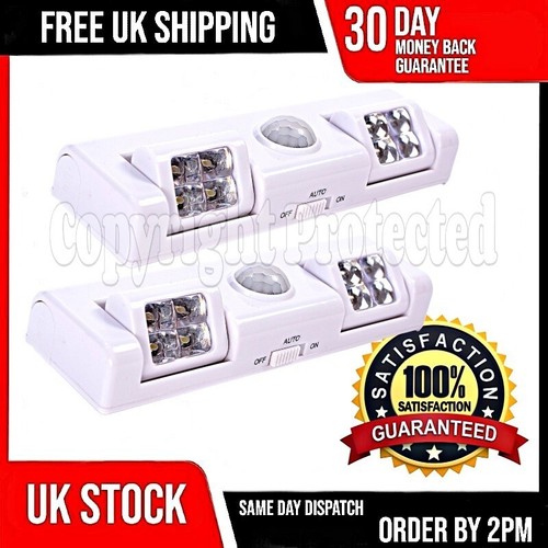 DWA BEZPRZEWODOWE CZUJNIKI RUCHU LED LAMPKA NOCNA AUTOMATYCZNA SZOPA NA BATERIE SZAFKA - Zdjęcie 2 z 4