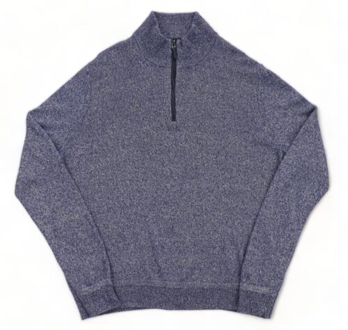 Nordstrom Men's Shop 1/4 Zip Sweater Size XXL Blue Heather Cashmere & Silk Soft - Picture 1 of 6