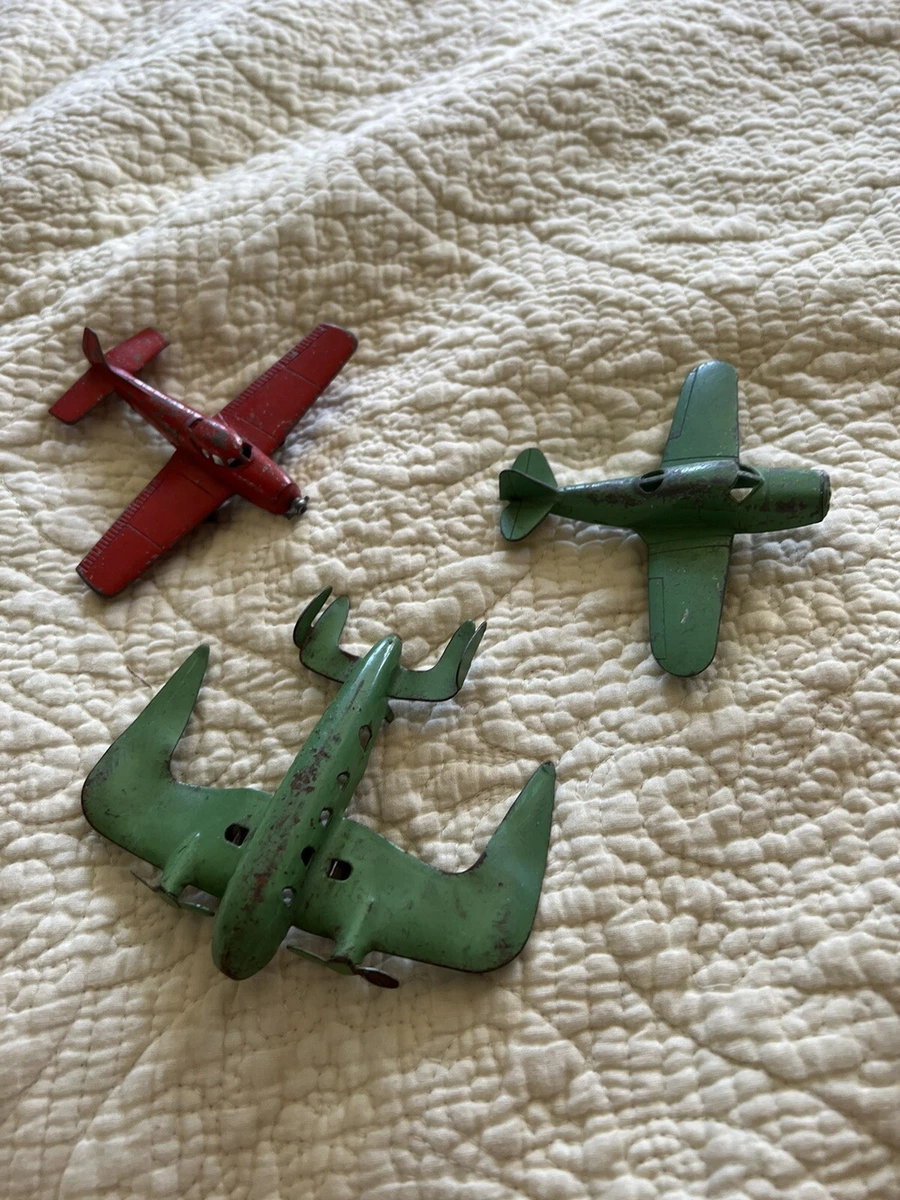 3 Old Metal Toy Airplane Lot Tootsie Navion Red Green 40 s 50 s eBay