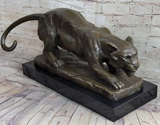 Jaguar Panther Leopard Cougar Big Cat Car Collector Bronze Marble Statue Gift