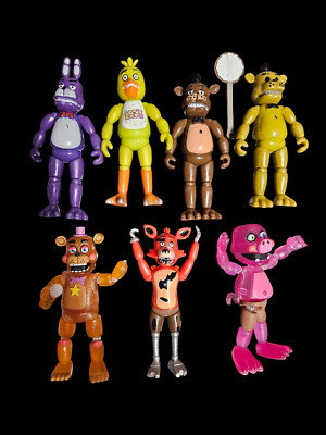Five Nights at Freddys figures lot. 7 used figures. Great as FNAF cake toppers. 