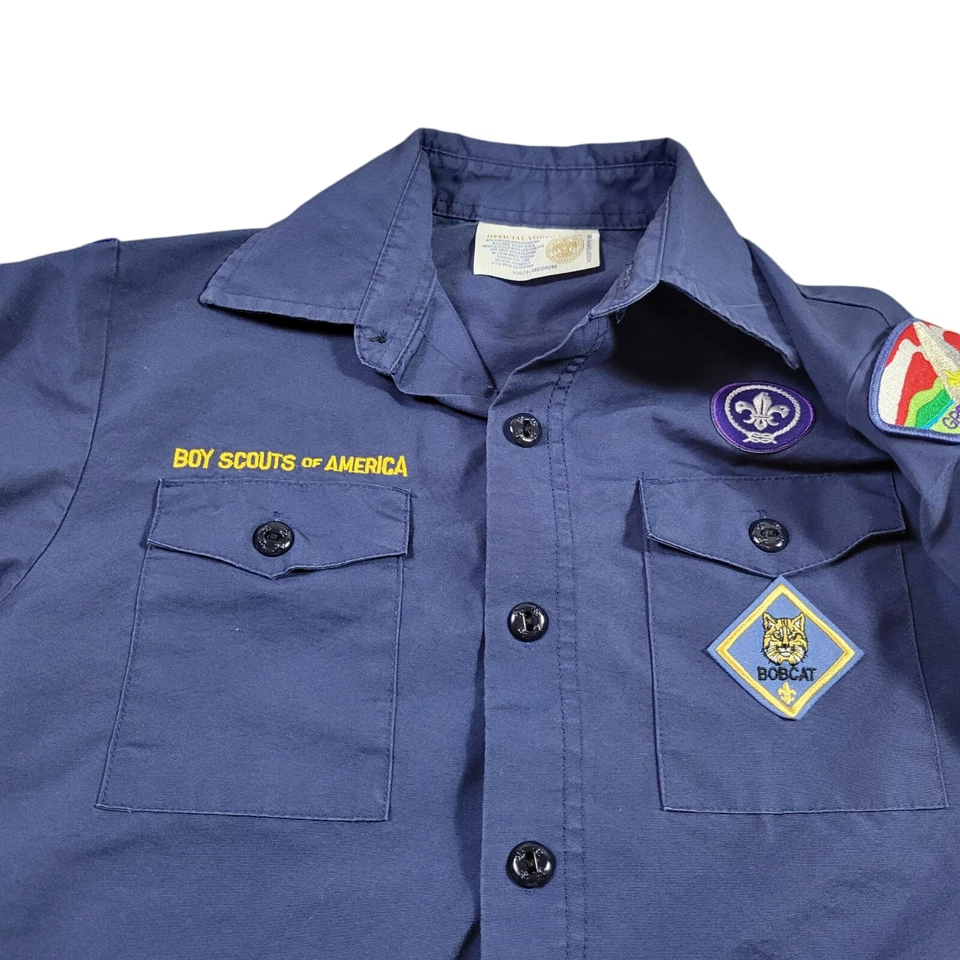 Boy Scouts of America Uniform Shirt Youth Medium Blue Button Up Patches - Image 3 of 4