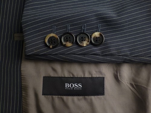 Hugo Boss Suit 46 W39 Excellent Condition Gray Stripes Bulgaria