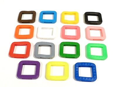 15 Stück Schlüsselkappen farblich sortiert Schlüsselkennringe eckig 800720