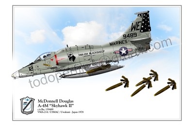 McDonnell Douglas  A-4M  Skyhawk II   c/n Bu. 159489 VMA-214  - Poster Profile