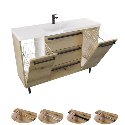 Badezimmerschrank 120 cm Badmöbel Badezimmer Stehend Möbel Waschtisch mit Körben