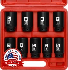 Juego De 9 llaves De Vasos De Impacto 1/2' Métricas 29-38mm Para Reparación Auto