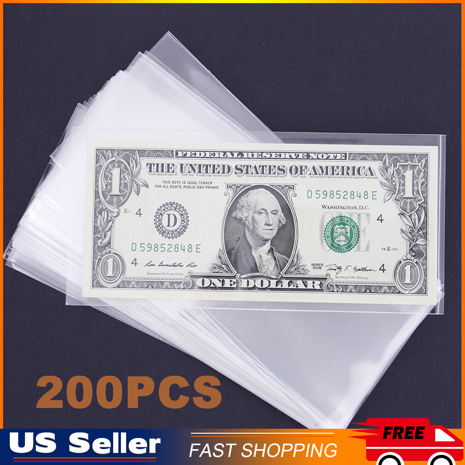200 Pieces Thickened Currency Sleeves Paper Money Bill Holders for Collector