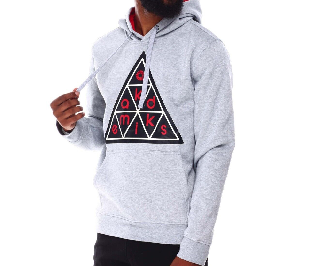 Akademiks Aka Logo Graphic Hoodie Size 4XL Color Gray, Red & Black by Akademiks