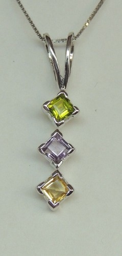 Edler 1,26 Carat Edelstein Anhänger 925 Silber Peridot Citrin Amethyst Schmuck C