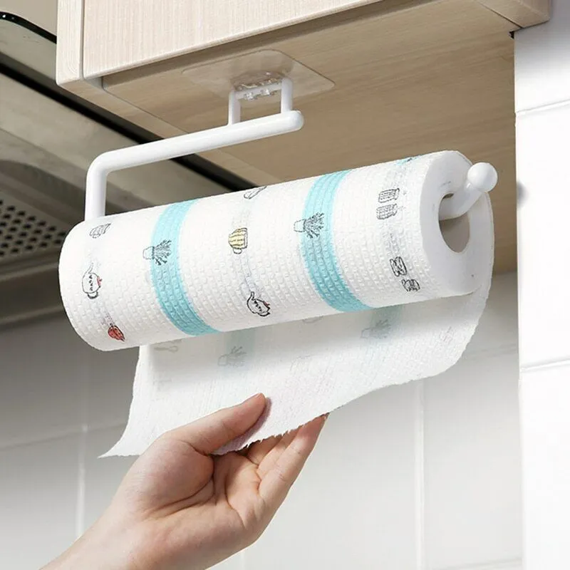 Paper Towel Holder Wall Mount Under Cabinet Kitchen Self Adhesive Space  Saver