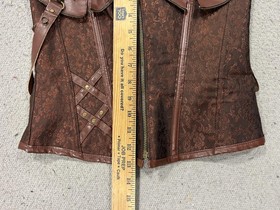 Alivila.Y Overbust Corset Top Womens Medium Brown Steampunk Halter Buckle Gothic