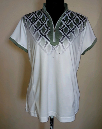 Camisa de golf para mujer deportiva diaria 1/4 cremallera blanca multi damas GRANDE - Imagen 1 de 11