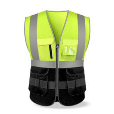 Two Tone Leadership Safety Vest Construction Site Working Clothes with Pockets Z