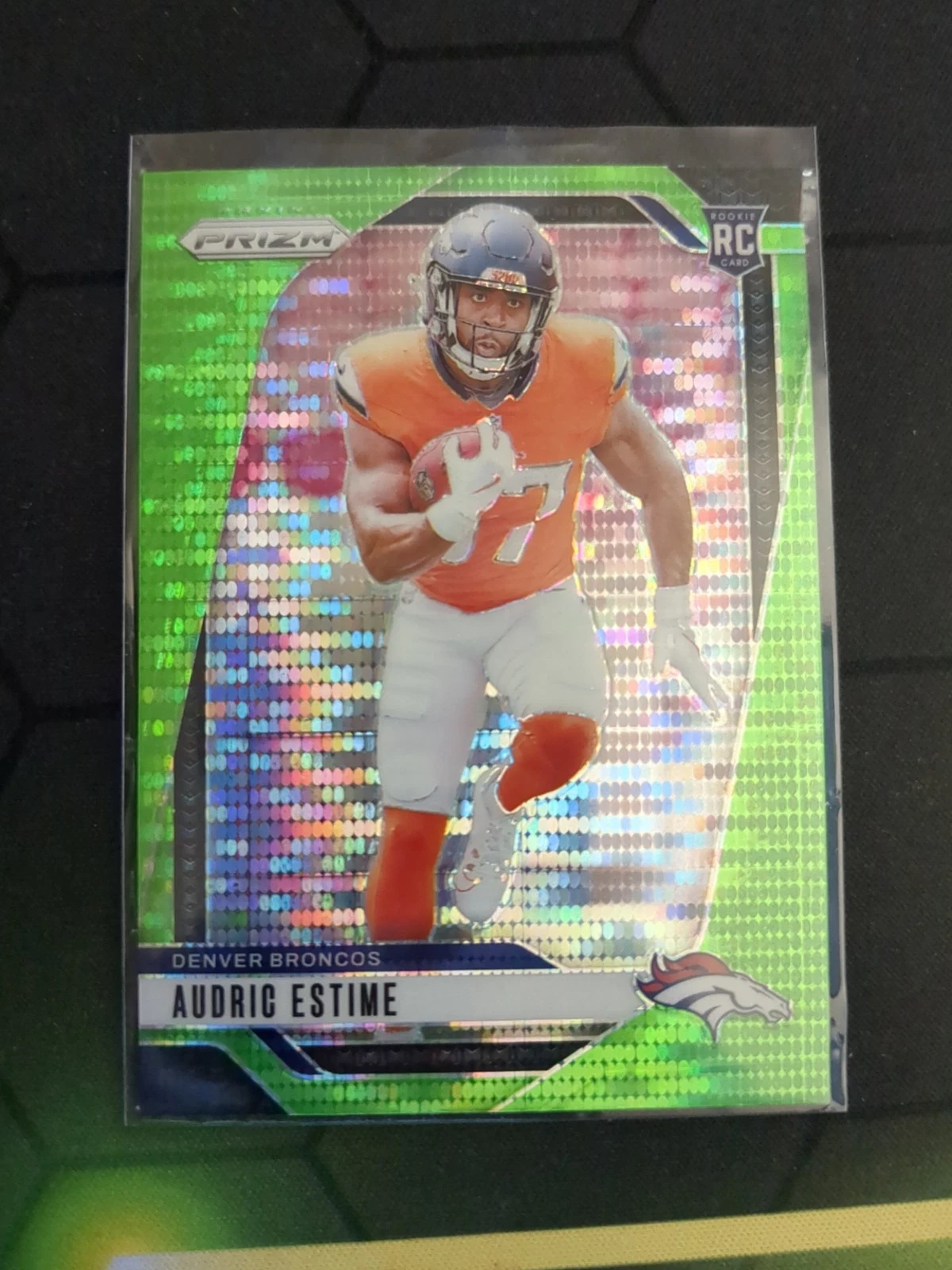 2024 Panini Prizm #306 Audric Estime Neon Green Pulsar