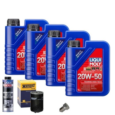 Motoröl 20W50 LIQUI MOLY 4L+HENGST Ölfilter+Spülung+Ölablassschraube