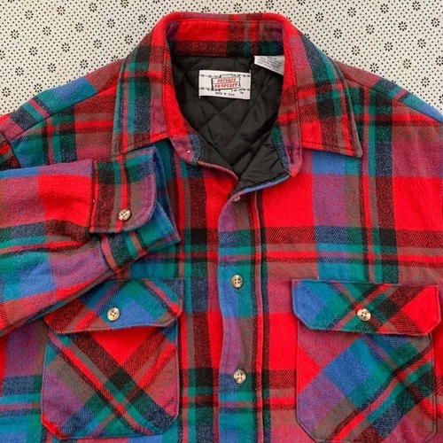 Private Property USA Plaid Flannel Quilted Lined Shirt Jacket Shacket 105R Red - product listing photo