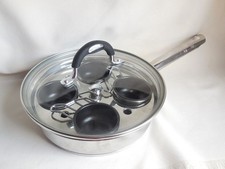 Tramontina Egg Poacher Pan 8" 20cm 18/10 Stainless Steel w/ 4 non-stick inserts