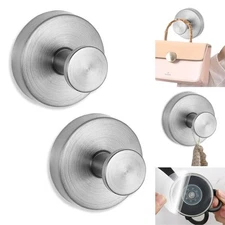 No-Drill Suction Cup Hooks,2024 Upgraded Stainless Steel Waterproof Hooks for...