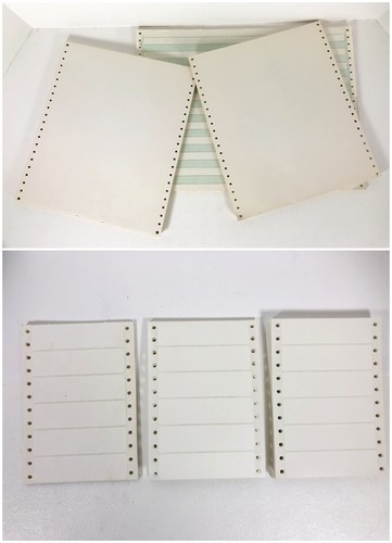Continuous Dot Matrix Vintage Printer Paper Labels Tractor Feed Green Bar Solid