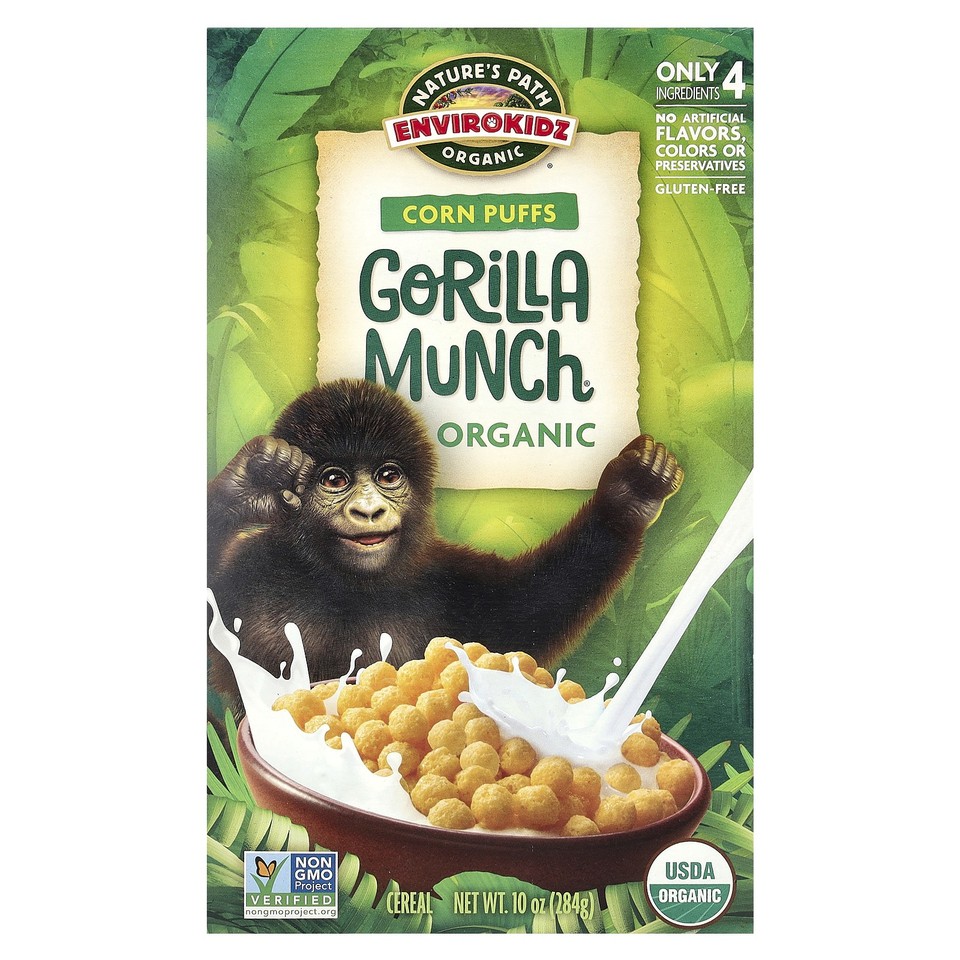 EnviroKidz, Organic Gorilla Munch Cereal, Corn Puffs, 10 oz (284 g)
