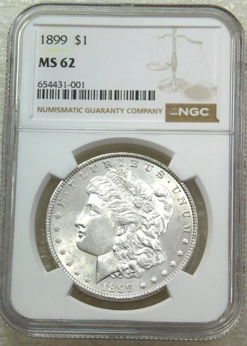 1899 P Morgan Silver Dollar NGC MS62 Frosty White PQ New Holder #Q329