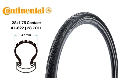 28 Zoll Continental Contact Fahrrad Reifen 47-622 City Bike 28x1.75 E25 Reflex