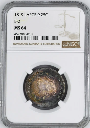 1819 CAPPED BUST 25C NGC MS 64