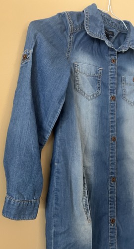 Abito bambina Tommy Hilfiger blu jeans denim manica lunga taglia 7 tasche invecchiato - Foto 6 di 11