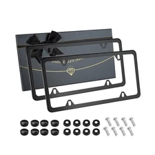 Black Matte License Plate Frames 2 Pack, Stainless Steel License Plate Cover,...