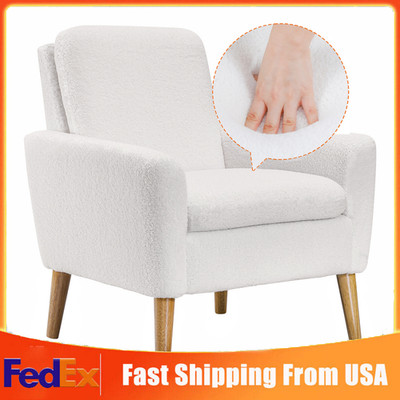 Lambs Wool Accent Chair Modern Single Sofa Armchair Soft Living Room Lounge