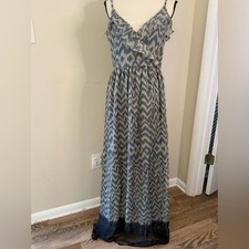 PIT by JC Collection maxi dress gray tan chevron pattern 4