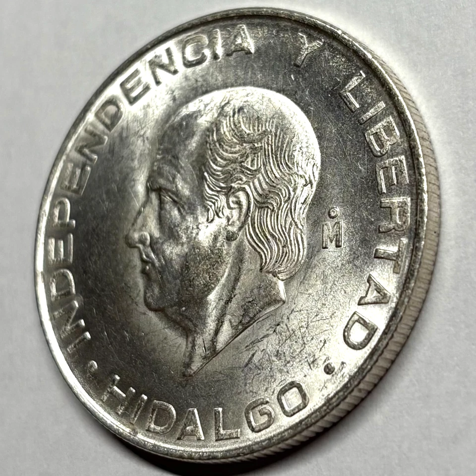 1957 Mexico 5 Pesos Hidalgo Silver Coin .720 Fine BU🔥Brilliant Uncirculated - Image 3 of 4
