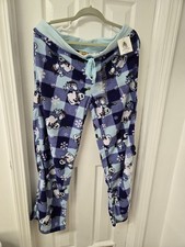 NEW Peanuts Snoopy Woodstock Women Soft Plush Pajama Sleep Pant Size XL Blue