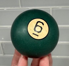 Vintage Clay Billiard Pool Ball Brunswick Aged Patina GREEN 6 Ball - SO COOL