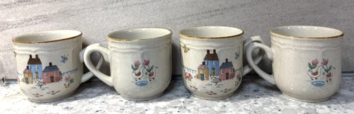 Vtg International Tableworks Heartland Stoneware Japan Coffee/Tea Cup Set Of 4