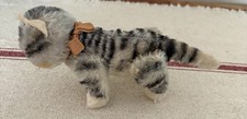 Vintage Older Steiff Mohair Cat - Striped Kitten - Felt Ears - No Tags Or Button