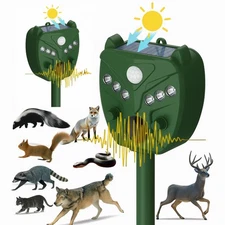 2 Pack Solar Ultrasonic Animal Repellent Outdoor Cat, Squirrel, Deer Repeller...