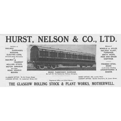 Hurst Nelson & Co Motherwell, Eisenbahnwaggons Vintage Technik Werbung 1924