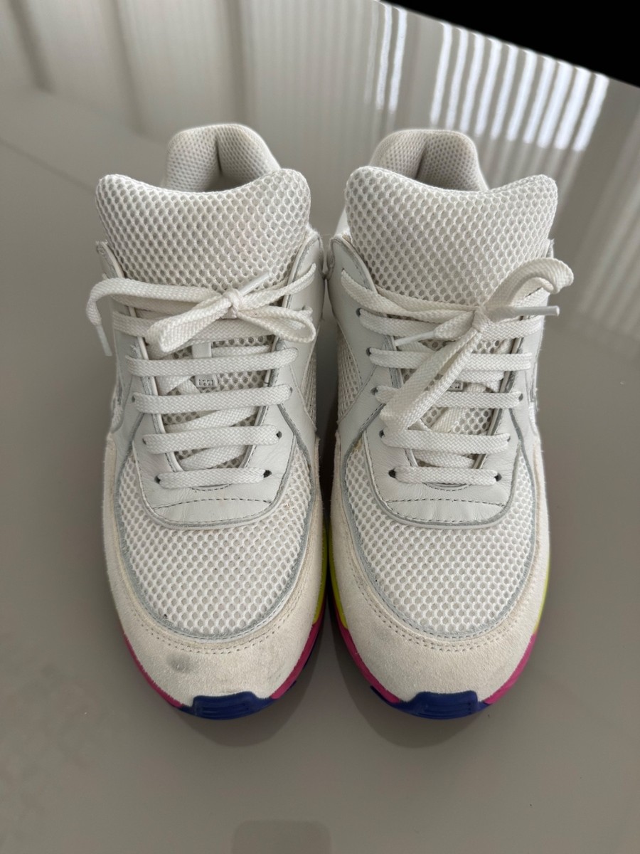 Chanel G26582 White Multicolor Trainers Sneakers Women's Size 37.5