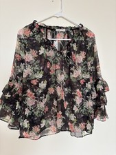 Alice+olivia Kallie Ruffle-sleeve Blouse Size S  